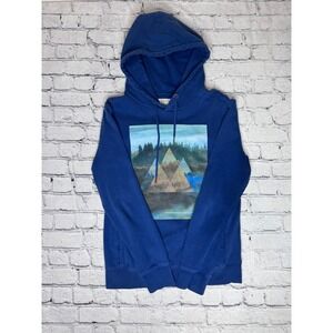 Aeropostale Blue Graphic Landscape Mountains Hoodie Mens Size S